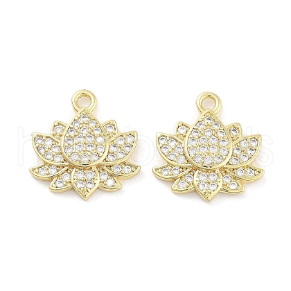 Brass Micro Pave Clear Cubic Zirconia Pendants ZIRC-P120-10G-1
