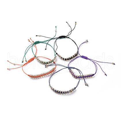 Electroplate Glass Seed Bead Braided Bracelets BJEW-JB04789-1