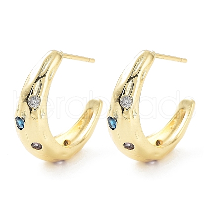 Rack Plating Brass Micro Pave Cubic Zirconia Stud Earrings for Women KK-Z038-18G-1