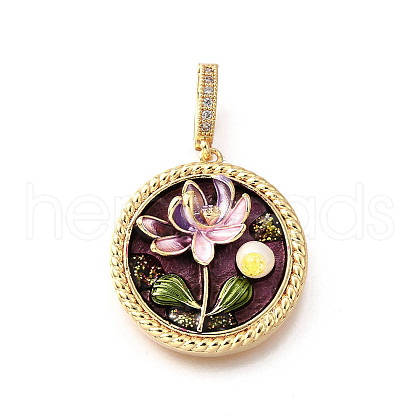 Brass Micro Pave Cubic Zirconia & Enamel Pendants KK-R222-11G-02-1