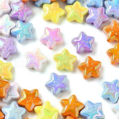 UV Plating Opaque Acrylic Beads MACR-F083-04-1