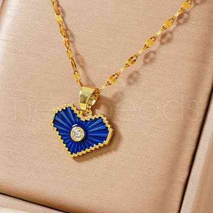 Romantic Brass Clear Cubic Zirconia Heart Pendant Necklaces FR4292-2-1