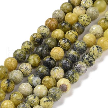 Natural Yellow Turquoise(Jasper) Beads Strands G-Q462-6mm-22-1