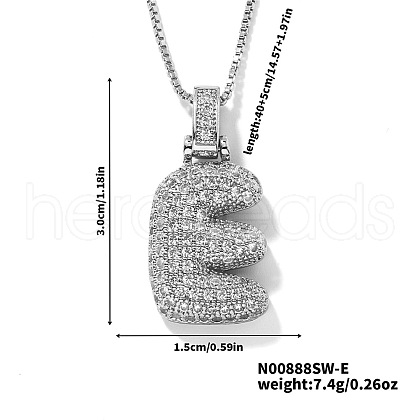 Elegant Brass Micro Pave Clear Cubic Zirconia 3D Initial Necklaces DV4415-28-1