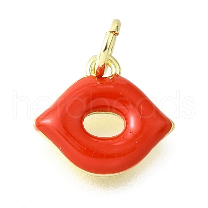 Brass Enamel Charms KK-V007-39G-1