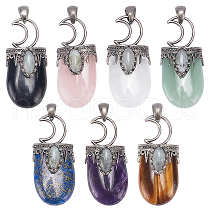   Natural Mixed Stone Pendants G-PH0001-28AS-1