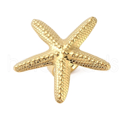 Starfish 304 Stainless Steel Adjustable Rings for Women RJEW-P125-02G-1