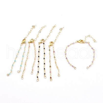 Natural Mixed Stone Handmade Beaded Chains Bracelet Making AJEW-JB00907-1