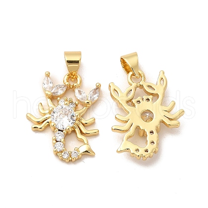 Rack Plating Brass Micro Pave  Cubic Zirconia Pendants KK-B068-45G-1