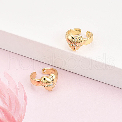 Brass Micro Pave Clear Cubic Zirconia Cuff Earrings KK-T074-36G-1