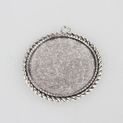 Tibetan Style Alloy Pendant Cabochon Settings X-TIBEP-N003-66AS-1
