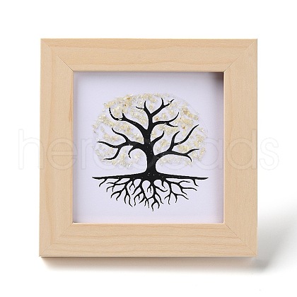 Tree of Life Natural Citrine Chips Picture Frame Stand DJEW-F021-02B-1