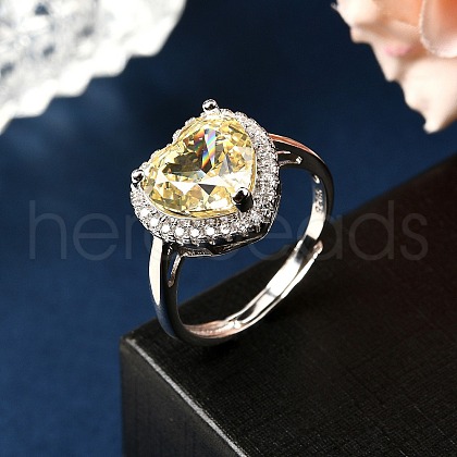 Adjustable 925 Sterling Silver Micro Pave Cubic Zirconia Cuff Rings for Women RJEW-F183-01A-02-1