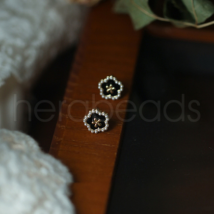 Elegant S925 Sterling Silver Shell Flower Stud Earrings TA0823-2-1