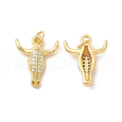 Rack Plating Brass Micro Pave Cubic Zirconia Pendants KK-B068-14G-1