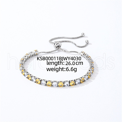 Brass Micro Pave Cubic Zirconia Slider Bracelets for Woman AW4162-14-1