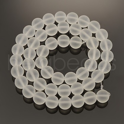 Frosted Transparent Round Glass Beads Strands FGLA-P002-8mm-03-1