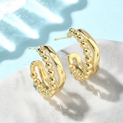 C-Shaped Brass Stud Earrings EJEW-A132-06G-1