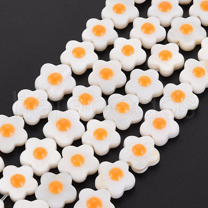 Natural Freshwater Shell Beads Strands with Enamel SHEL-T018-29B-1
