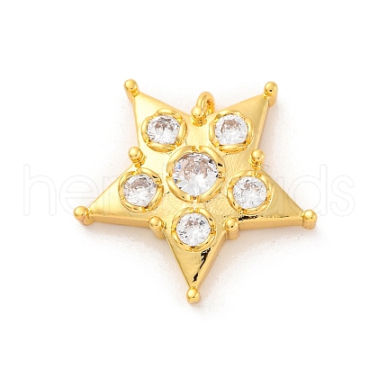 Brass Micro Pave Cubic Zirconia Pendants KK-U033-06G-01-1