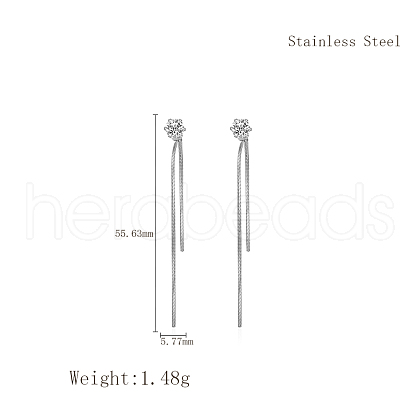 Elegant Stainless Steel Flat Round Tassel Stud Earrings BX2341-1-1