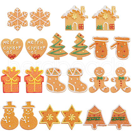 SUNNYCLUE 66pcs 11 styles Christmas Theme Resin Decoden Cabochons RESI-SC0005-59-1