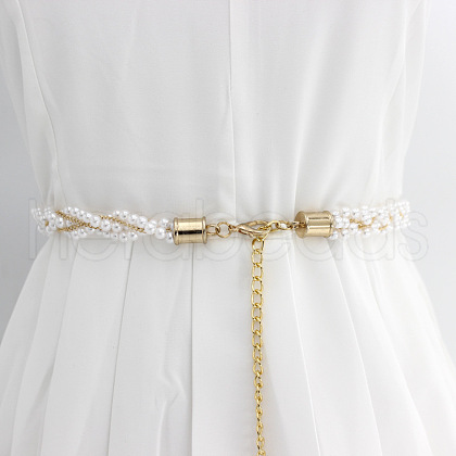 Alloy & Plastic Imitation Pearl Twisted Waist Chains for Women WG1D18B-03-1