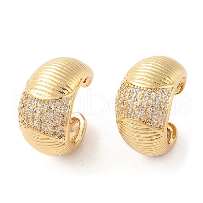 Rack Plating Brass Micro Pave Clear Cubic Zirconia Cuff Earrings for Women EJEW-G394-03G-1