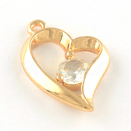 Heart Alloy Cubic Zirconia Pendants ZIRC-R013-05LG-1