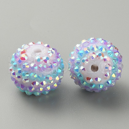 Stripe Pattern Resin Rhinestone Beads RESI-WH0034-20J-1