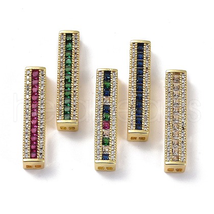 Rack Plating Brass Pave Cubic Zirconia Rectangle Multi-Strand Links KK-K341-42G-1