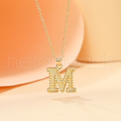 Alloy Textured Initial Pendant Necklaces FS-WG9837C-13-1
