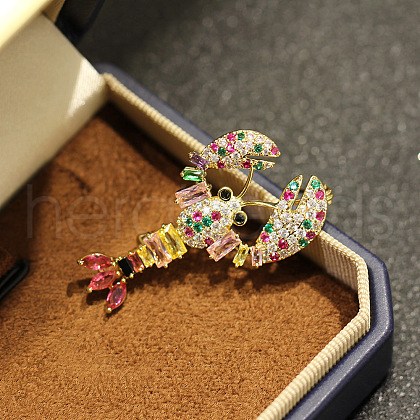 Cray Brass Micro Pave Cubic Zirconia Brooches for Backpack Clothes JEWB-I040-02-1
