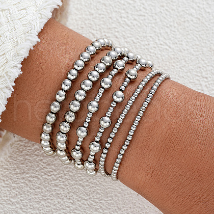 6Pcs CCB Round Beaded Stretch Bracelets WGF8C34-06-1