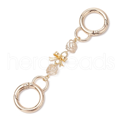 Rose Flower & Bowknot Brass Bag Extension Chains AJEW-BA00138-1