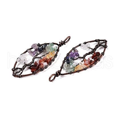 7 Chakra Gemstone Chip Tree of Life Big Pendants G-T138-176-1