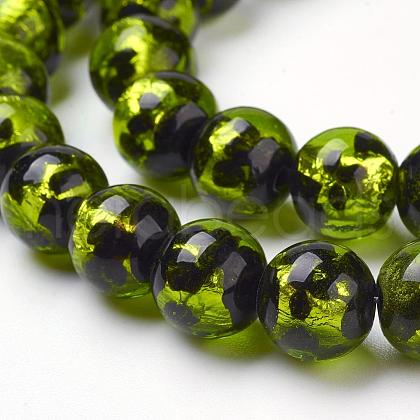 Handmade Silver Foil Lampwork Beads Strands FOIL-L016-A02-1