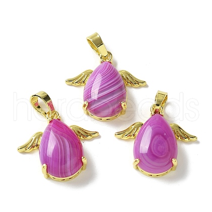Natural Orchid Banded Agate(Dyed & Heated) Pendants KK-F888-01G-24-1