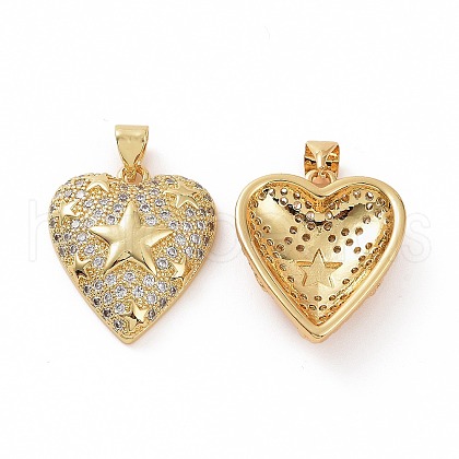 Brass Micro Pave Clear Cubic Zirconia Pendants ZIRC-F135-13G-1