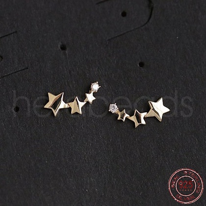 Rhodium Plated 925 Sterling Silver Silver Star Stud Earrings STER-BB71180-A-1