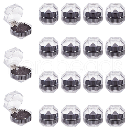 DICOSMETIC 50Pcs Octagonal Transparent Plastic Ring Boxes OBOX-DC0001-02B-1