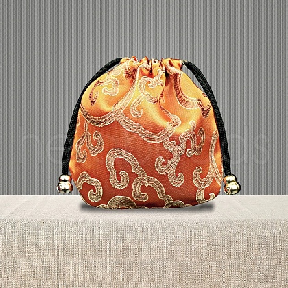 Chinese Style Brocade Drawstring Gift Blessing Bags PW-WG90644-10-1