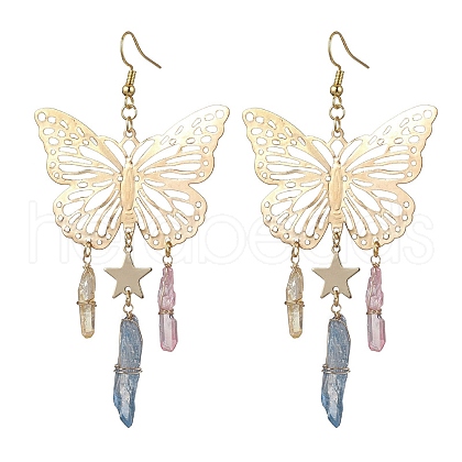 Natural Quartz Crystal Nuggets Dangle Earrings EJEW-TA00569-1