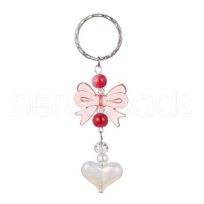 Acrylic Heart with Bowknot Keychains KEYC-JKC00612-01-1
