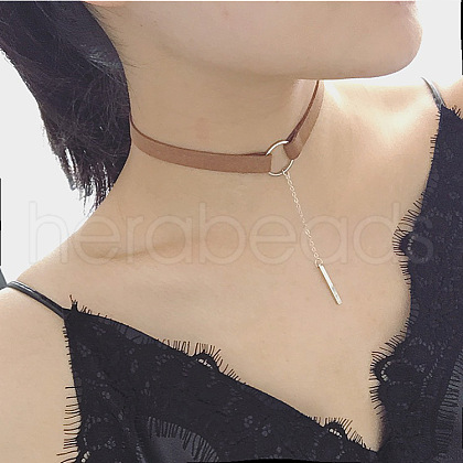 Peru Velvet Choker Alloy Rectangle Pendant Necklaces for Women FS-WGDB652-04-1