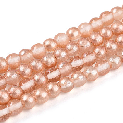 Baking Painted Transparent Glass Beads Strands DGLA-N011-4mm-04-1