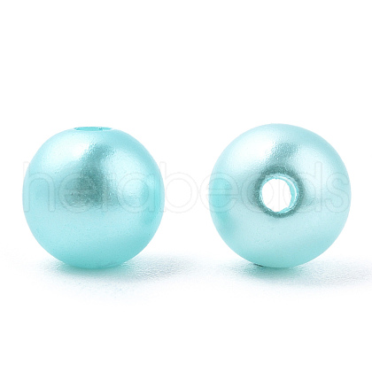 Spray Painted ABS Plastic Imitation Pearl Beads OACR-T015-05B-08-1