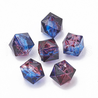 Two Tone Transparent Spray Painted Acrylic Beads ACRP-T005-10mm-26C-1