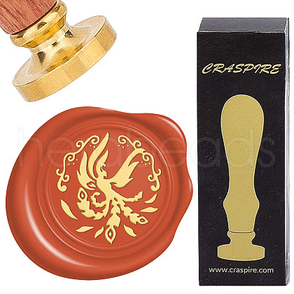 Brass Wax Seal Stamps with Wood Handle AJEW-WH0412-0152-1