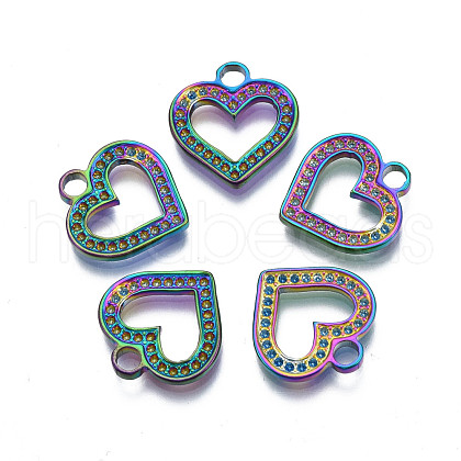 Rack Plating Rainbow Color 304 Stainless Steel Charms Rhinestone Settings STAS-S119-109-1